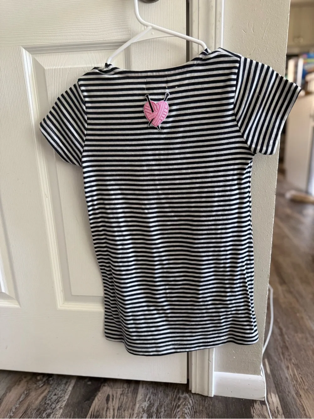 Lola + the Boys Girls' Black & White Stripe Patch Dress